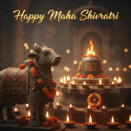 Maha Shivratri Wishes With Nandi Image - Free Maha Shivratri Wishes Download