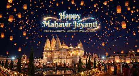 Free Mahavir Jayanti 2026 Poster Design With Temple Background Image Download