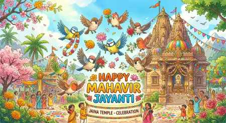 Free Mahavir Jayanti 2026 Temple Decoration Banner Image Download