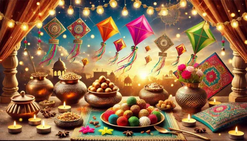 makar sankranti background image with decorative borders