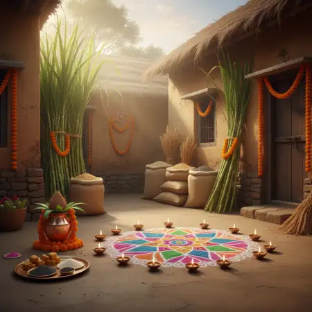 Free Makar Sankranti Background With Sugarcane Background Download