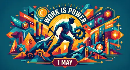May Day Graphic Design Poster - Free International Labor Day Wishes 2026 Download
