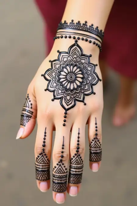 Mehndi Design With Shivling Motif For Sawan - Free Sawan Somwari Mehndi Design Download