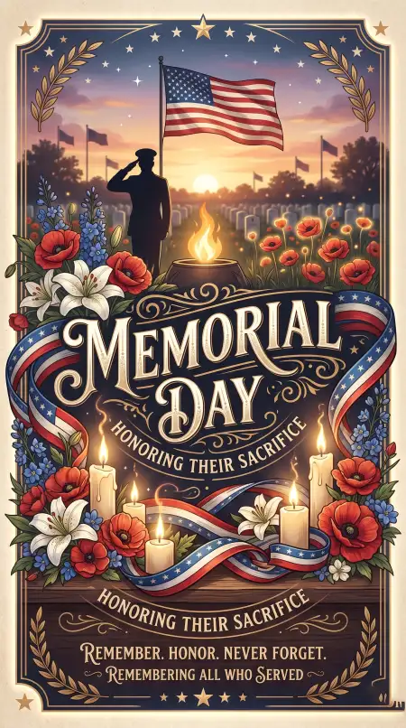 Free Memorial Day 2026 Artistic Patriotic Posters Background Image Download