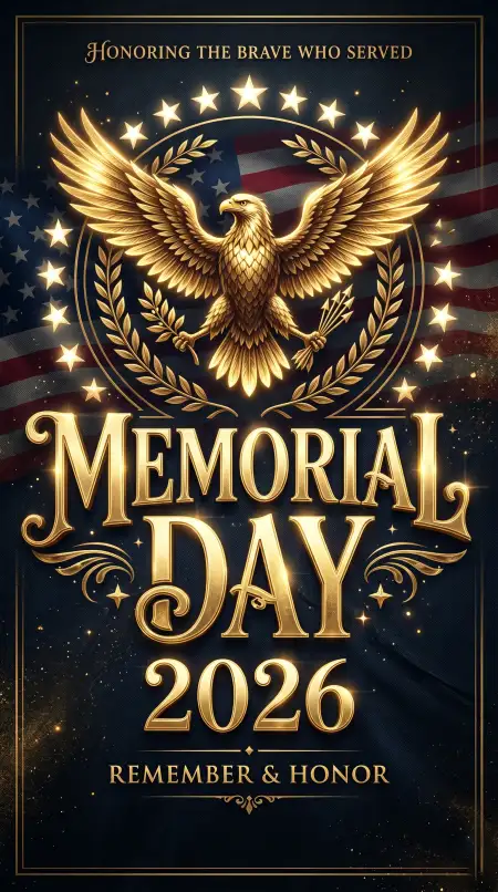 Free Memorial Day 2026 Elegant Military Tribute Graphics Background Image Download