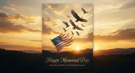 Memorial Day Greeting Card With Blue Sky Theme 2026 - Free Memorial Day Greeting Card 2026 Download