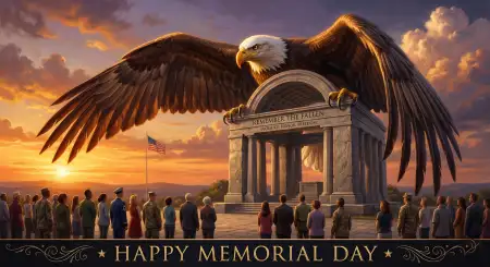 Memorial Day Greeting Card With Eagle Artwork 2026 - Free Memorial Day Greeting Card 2026 Download
