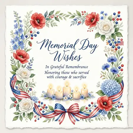 Memorial Day Greeting Card With Floral Border 2026 - Free Memorial Day Greeting Card 2026 Download
