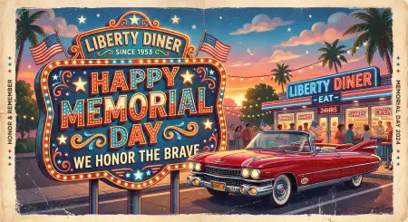 Memorial Day Greeting Card With Retro American Theme 2026 - Free Memorial Day Greeting Card 2026 Download