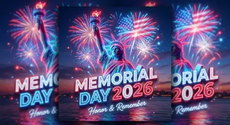 Memorial Day Greeting Card With Statue Of Liberty Theme 2026 - Free Memorial Day Greeting Card 2026 Download