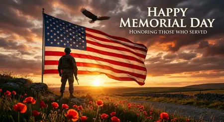 Memorial Day Greeting Card With Sunset Background 2026 - Free Memorial Day Greeting Card 2026 Download