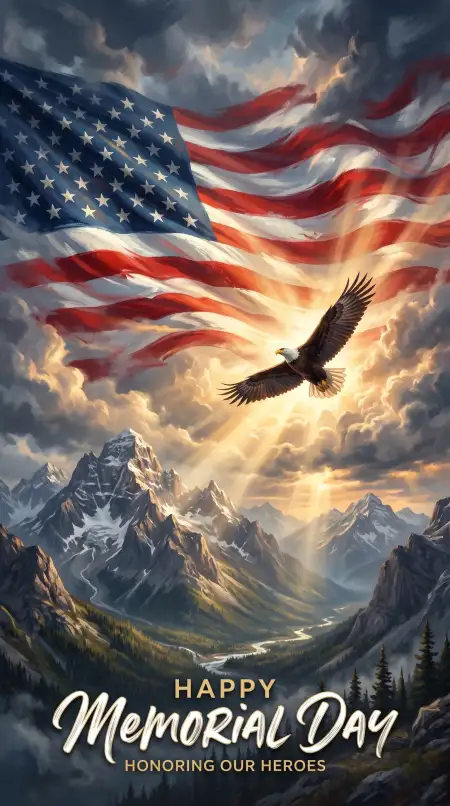 memorial day greeting card with usa independence colors 2026