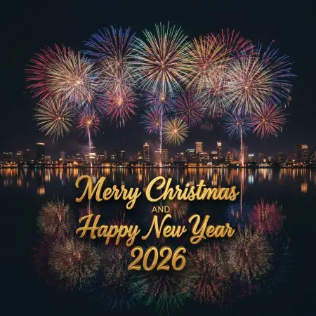 Free Merry Christmas And Happy New Year 2026 Calligraphy Text Design Background Download