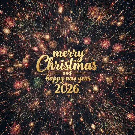 Free Merry Christmas And Happy New Year 2026 Greeting Card Design Background Download