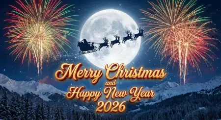 Free Merry Christmas And Happy New Year 2026 Greeting Card Background Download