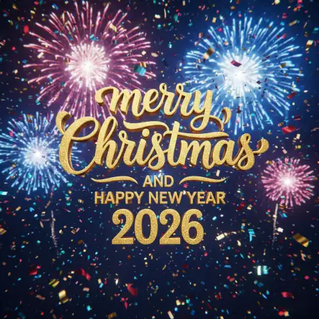Free Merry Christmas And Happy New Year 2026 Messages Background Download