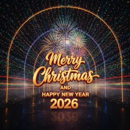Free Merry Christmas And Happy New Year 2026 Typography Design Background Download