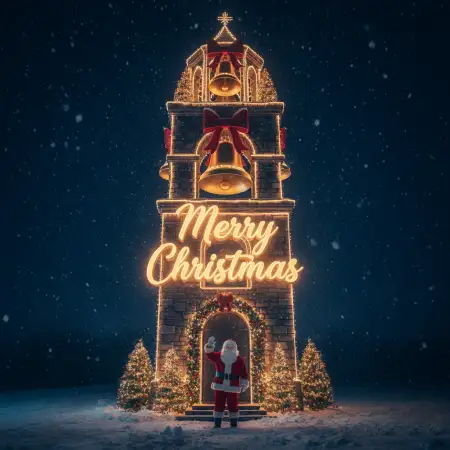 Merry Christmas Bells And Ribbons Decorations Image - Free Merry Christmas Download