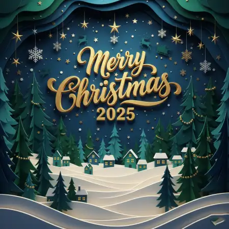 Free Merry Christmas Greetings 2025 Green Theme Background Download