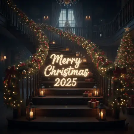 Free Merry Christmas Greetings 2025 Romantic Background Download