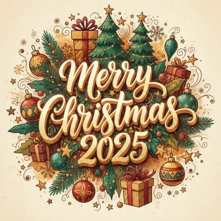 Free Merry Christmas Greetings 2025 Warm Greetings Background Download