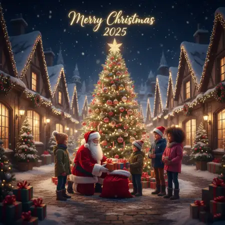 Free Merry Christmas Wishes With Blessings 2025 Background Download