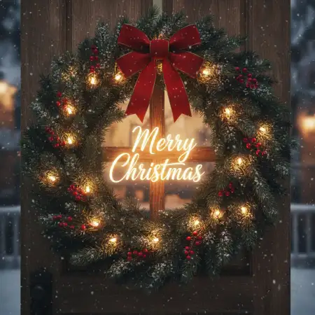Free Merry Christmas Wishes With Snow Background Download