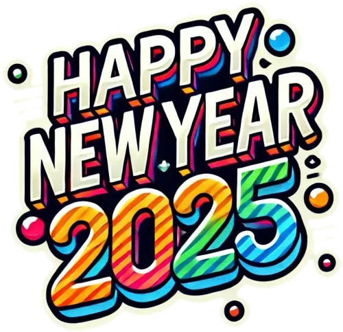 minimalist happy new year 2025 text png designs