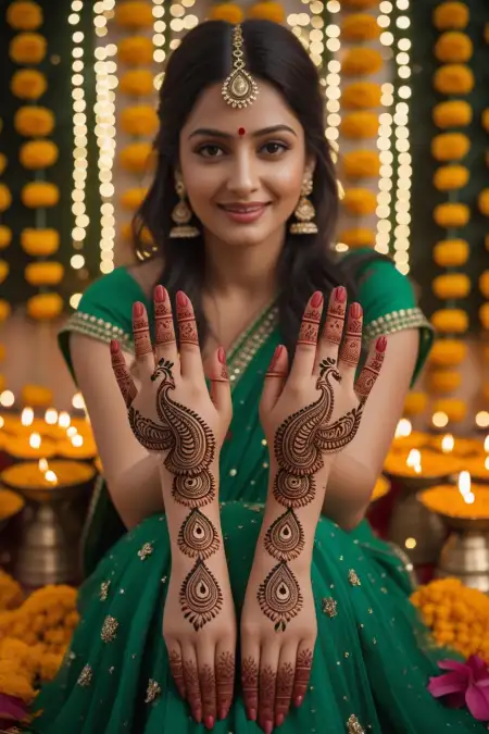 Modern Bridal Mehndi For Hariyali Teej - Free Hariyali Teej Mehndi Design Download