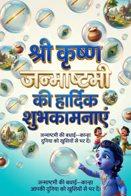 Murli Wale Krishna Janmashtami Wishes In Hindi - Free Shri Krishna Janmashtami Ki Hardik Shubhkamnaye In Hindi Download