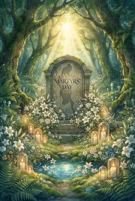 Myanmar Martyrs Day Ghibli Style Art - Free Myanmar Martyrs Day 2026 Download