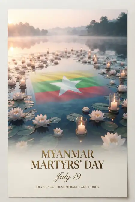 Myanmar Martyrs Day Peace And Unity Poster - Free Myanmar Martyrs Day 2026 Download
