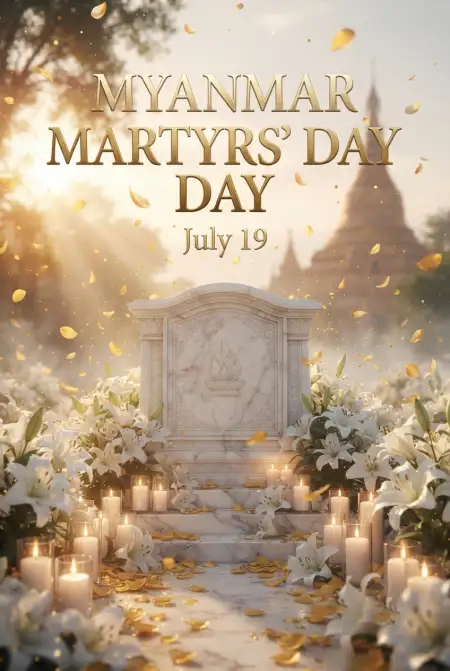 Myanmar Martyrs Day Remembrance Poster - Free Myanmar Martyrs Day 2026 Download