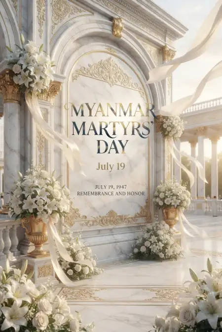 Myanmar Martyrs Day Respectful Design - Free Myanmar Martyrs Day 2026 Download