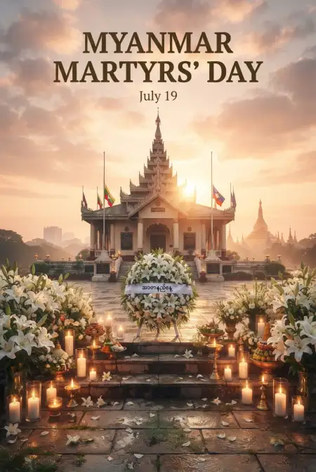 Myanmar Martyrs Day Timeline Graphic - Free Myanmar Martyrs Day 2026 Download