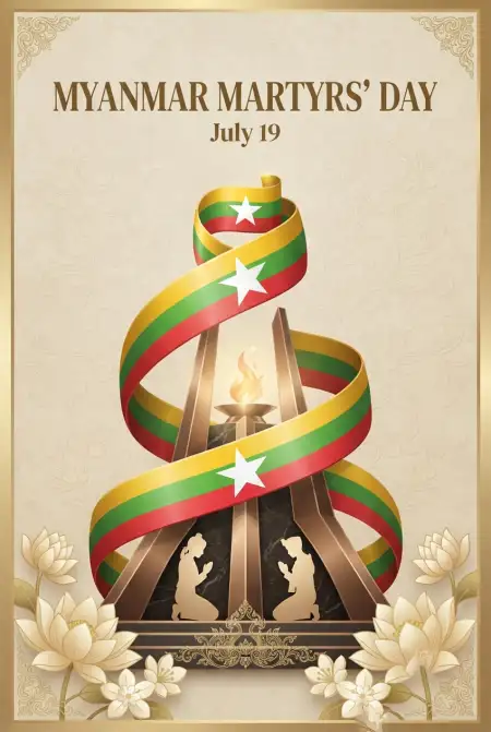 Myanmar Martyrs Day Tribute Card - Free Myanmar Martyrs Day 2026 Download