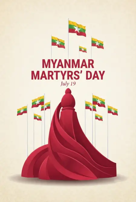 Myanmar Martyrs Day Vector - Free Myanmar Martyrs Day 2026 Download
