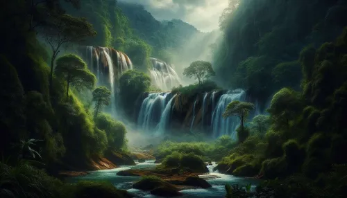 nature background with hidden waterfalls