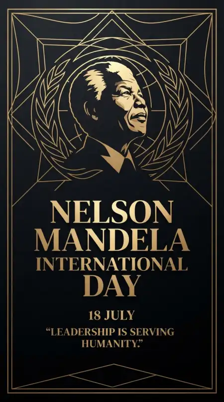 Nelson Mandela Day Black And Gold Poster - Free Nelson Mandela International Day 2026 Download