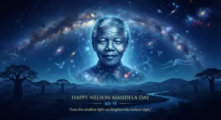 Nelson Mandela Day Wishes With Blue Theme - Free Nelson Mandela Day Wishes Download