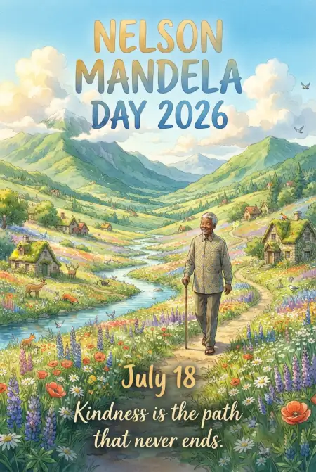 Nelson Mandela Ghibli Style Poster 2026 - Free Nelson Mandela Poster 2026 Download