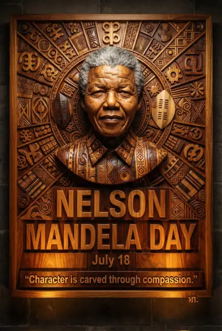 Nelson Mandela Glowing Typography Poster 2026 - Free Nelson Mandela Poster 2026 Download