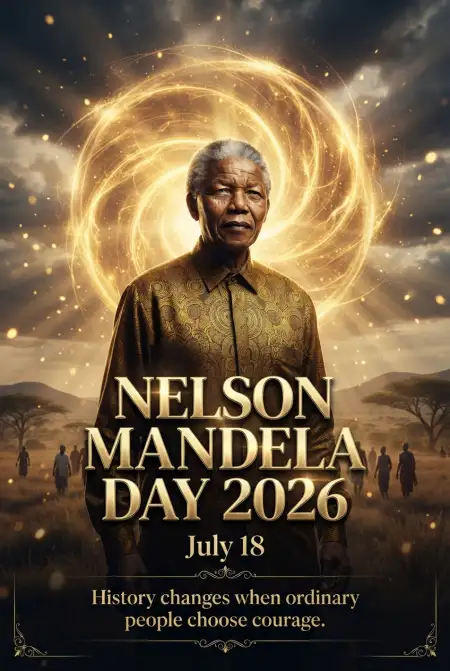 Nelson Mandela Gold Theme Poster 2026 - Free Nelson Mandela Poster 2026 Download
