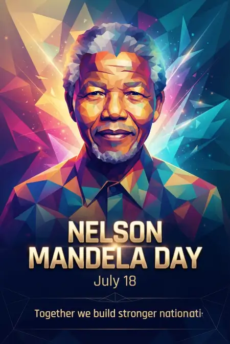 Nelson Mandela Low Poly Poster 2026 - Free Nelson Mandela Poster 2026 Download