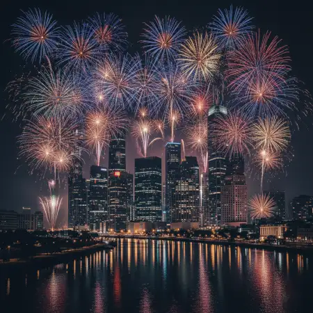 New Year Fireworks Background For Presentation Slide - Free New Year Fireworks Background Download