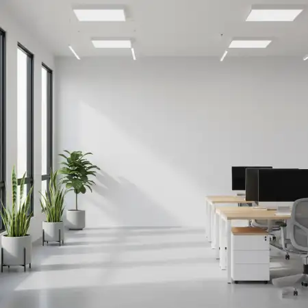 Free Office Interior Background With Ceiling Lights Background Download