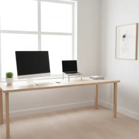 Free Office Interior Background With Laptop Desk Setup Background Download
