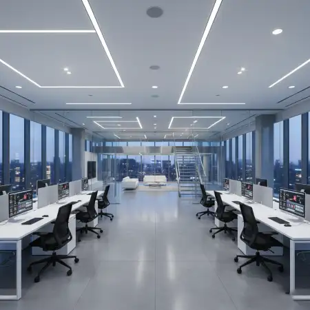 office interior background with modern lighting