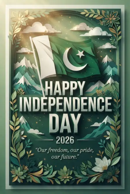 Pakistan Independence Day 2026 Card Design - Free Pakistan Independence Day 2026 Download
