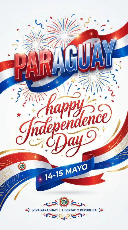 Paraguay Independence Day 2026 Bold Typography Poster - Free Paraguay Independence Day 2026 Download